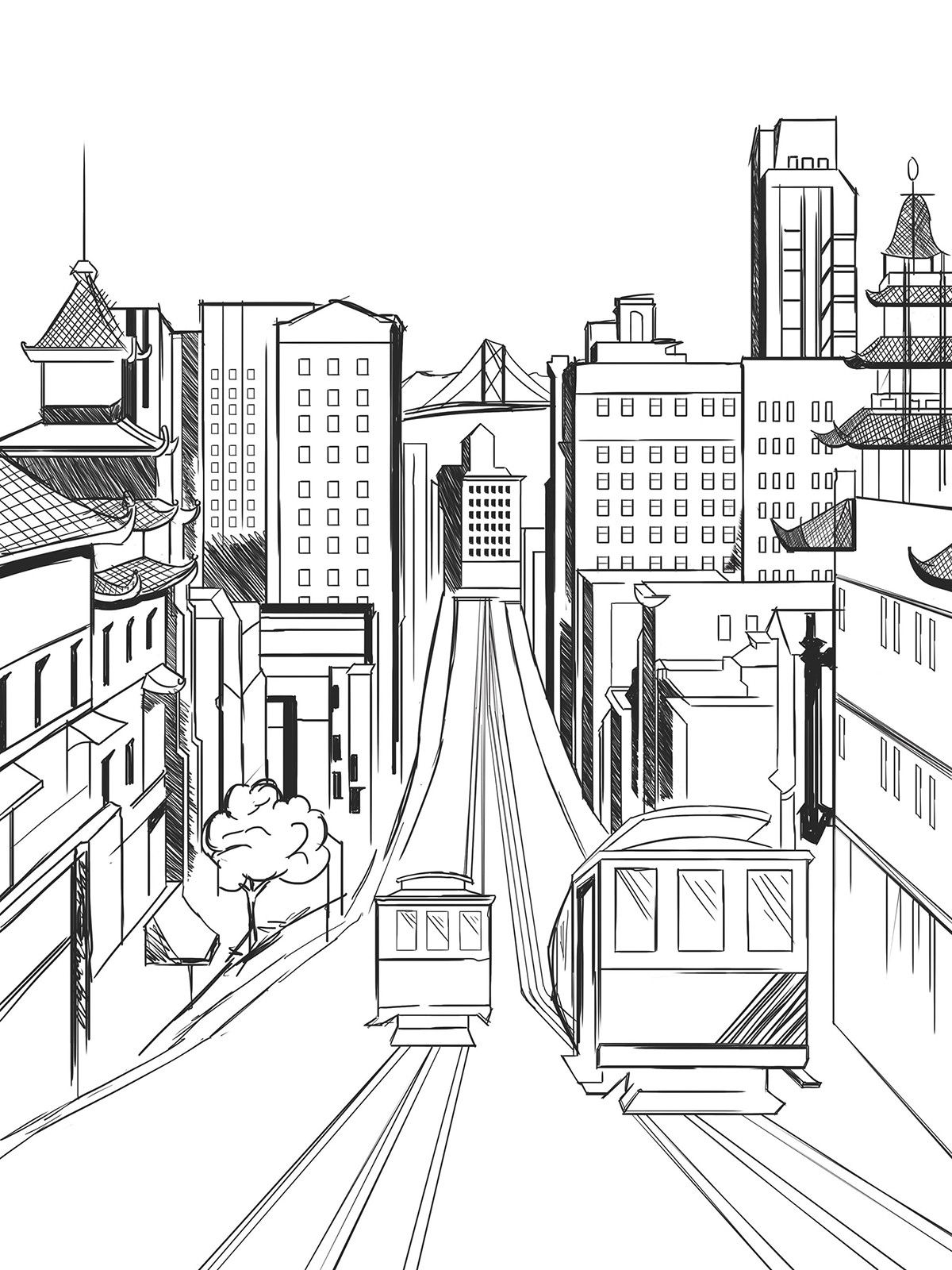 1200x1600 San Francisco Line Art Printed Photography Background 7417