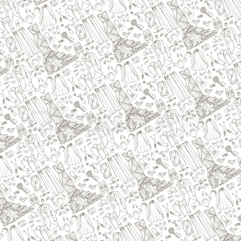799x800 Wedding Fashion Dress Wear Pattern Background.doodle Bride Dress