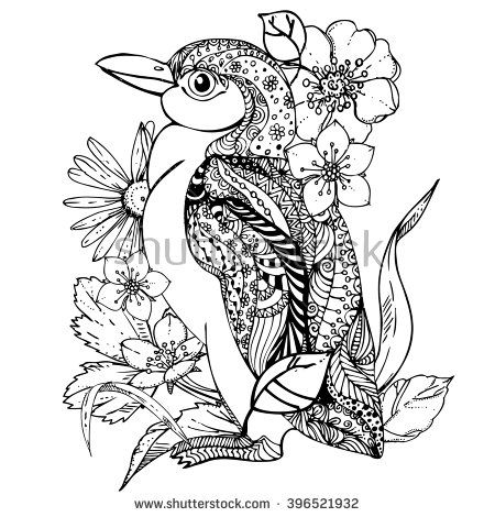 450x470 Penguin Coloring Pages For Adults Hand Drawn Ink Doodle Penguin