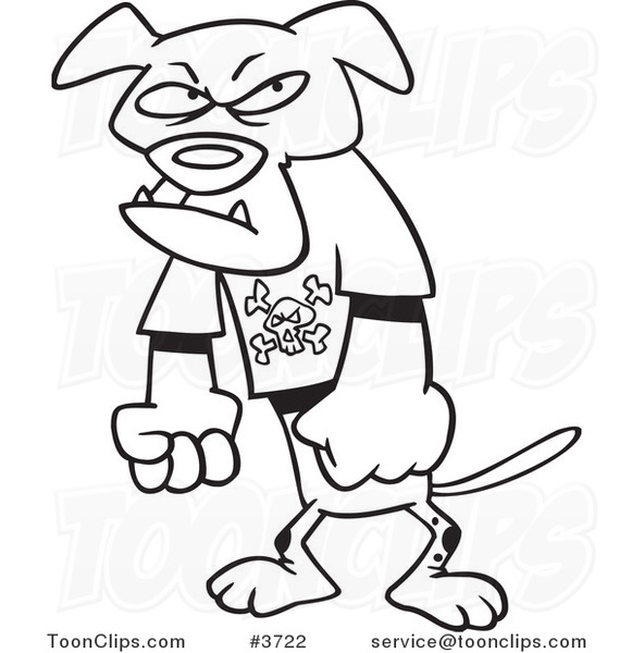 581x600 Cartoon Black And White Line Drawing Of A Bad Dog Standing Upright
