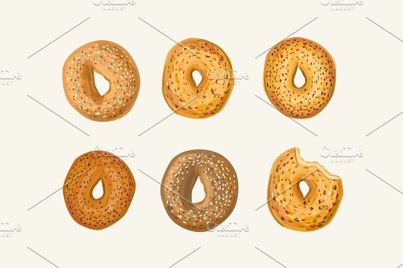580x386 Hand Drawn Vector Bagel Set Hand Drawn, Doodles And Drawings
