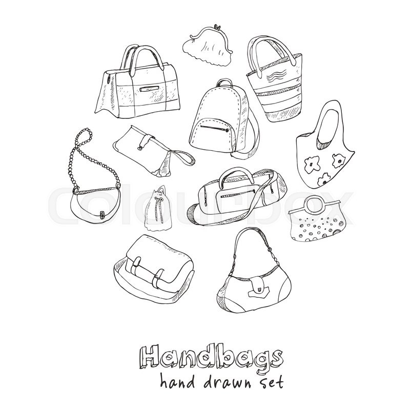 800x800 Hand Drawn Doodle Sketch Illustration Set Of Bags