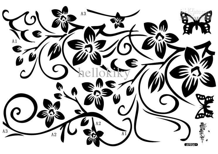 744x526 Black Flower Cane Vine Wallpaper Diy Wall Decals Stickers Home