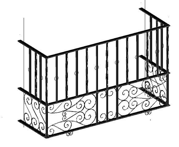 582x478 Balcony Forged In Autocad 3d