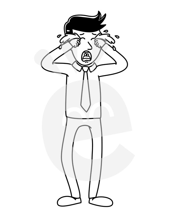 585x755 Bawling Businessman With Tears Gushing From His Eyes