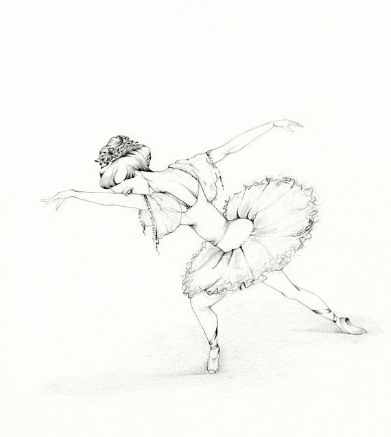 570x638 Ballerina Fine Art Ooak Original Pencil Drawing Illustration