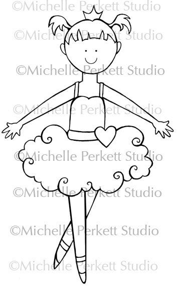 353x579 Digital Stamp Ballerina Girl Ballet Tutu Line Drawings