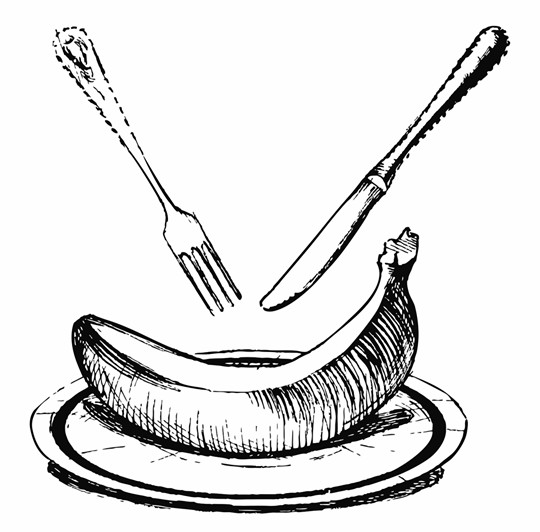 540x532 Drawing Of Banana Stylized As Engraving Printable Image