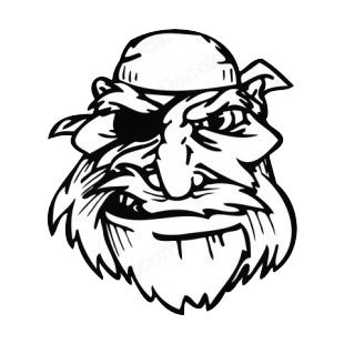 310x310 Pirate Face With Bandana And Long Beard Mascot Mascots Decals