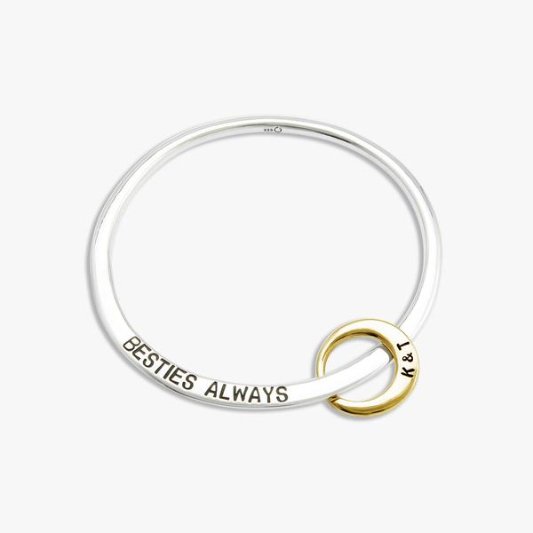 600x600 Silver Friendship Bangle With Gold Disc Uberkate