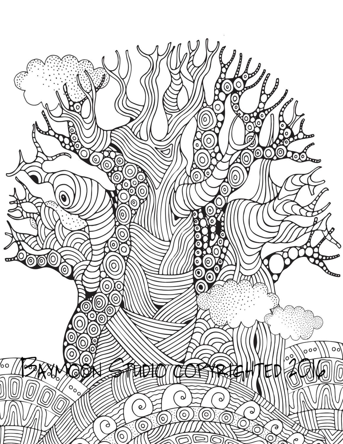 1159x1500 African Baobab Tree Coloring Page Printable By Baymoonstudio
