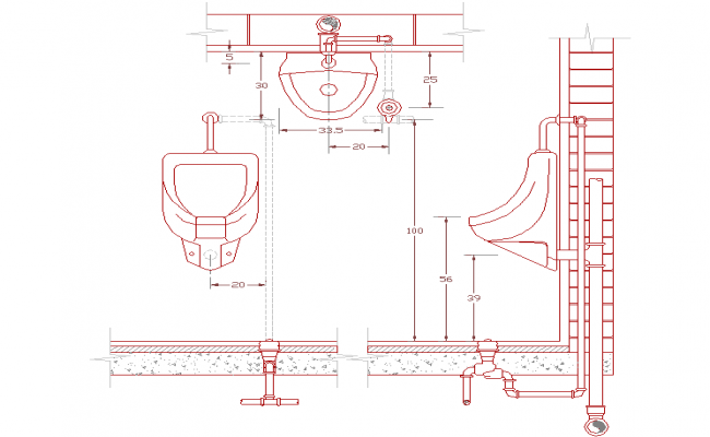 650x400 Urinal Basin Detail Drawing File