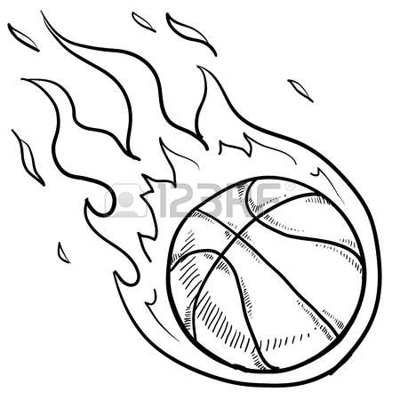 450x450 Collection Of Basketball On Fire Drawing High Quality, Free