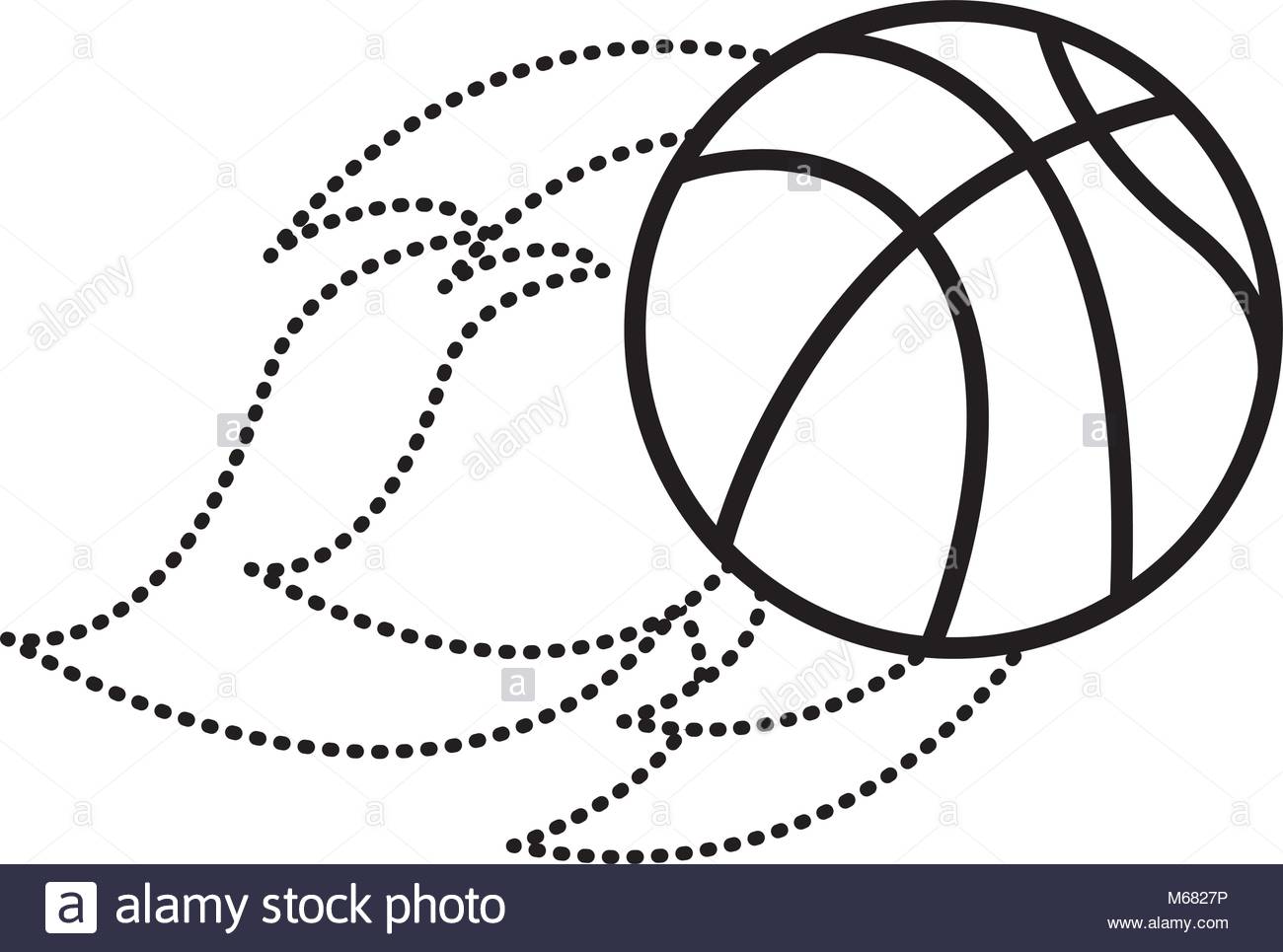 1300x965 Flying Ball Basketball On Fire Sport Vector Illustration Dotted