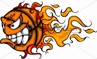 340x207 Image 4172488 Flaming Basketball Face Vector Cartoon