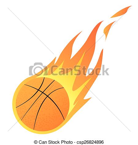 450x470 Vector Illustration Of A Basketball In Fire Isolated On White.