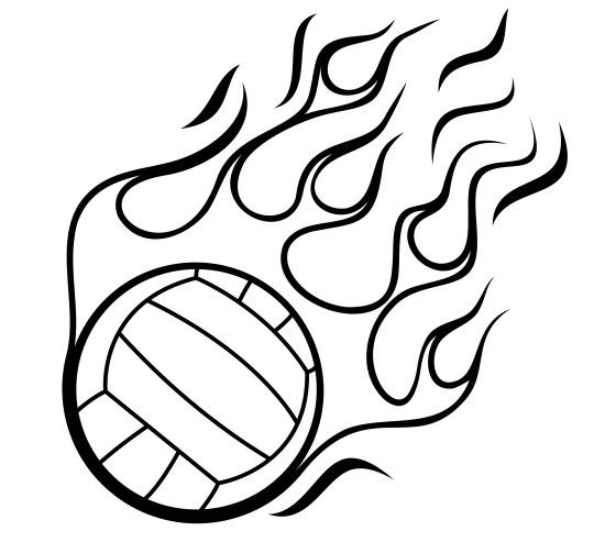 540x503 Basketball On Fire Drawing. Kinder Sport Vektorgrafik