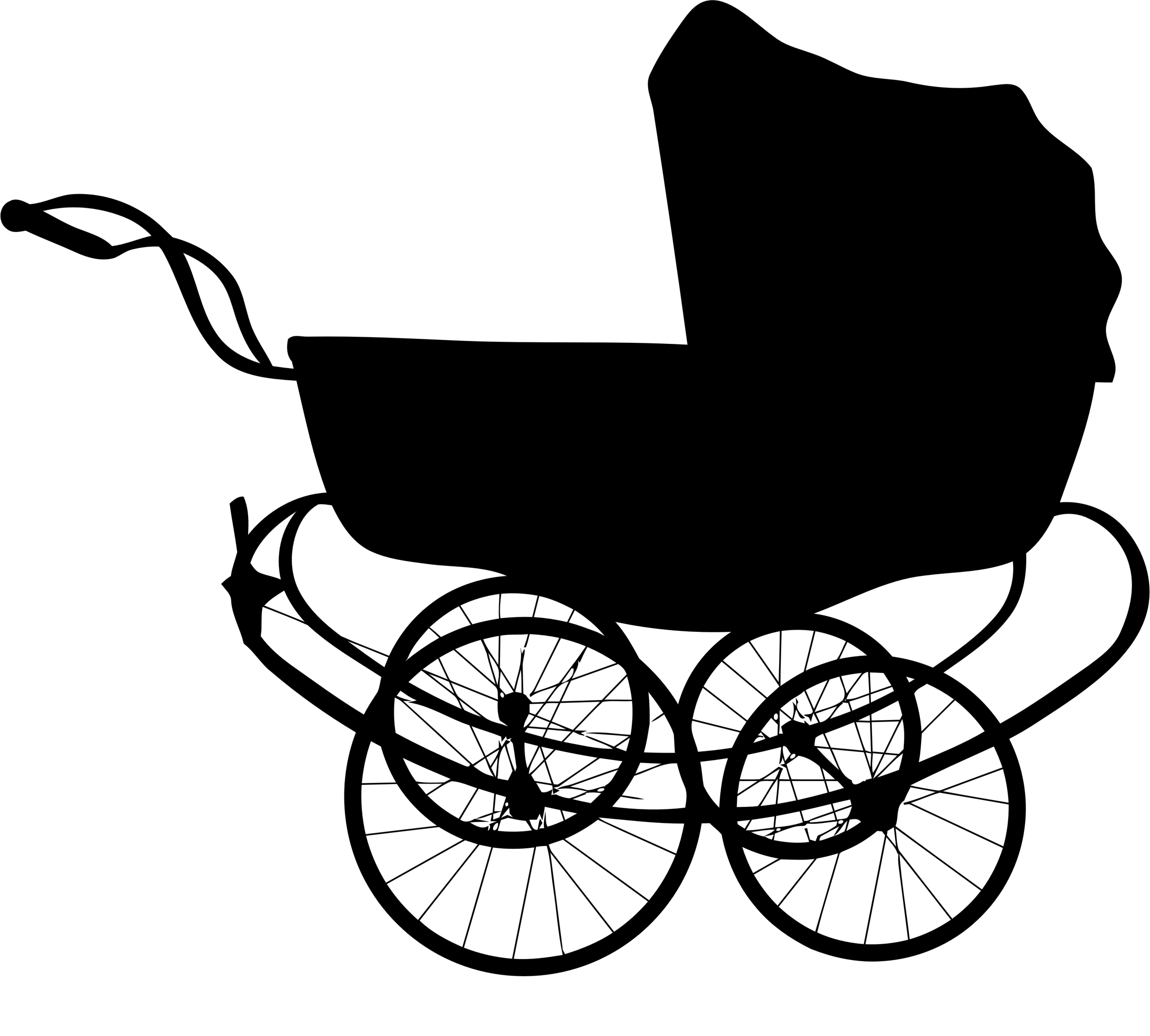 2304x2076 Vintage Baby Carriage Silhouette Icons Png