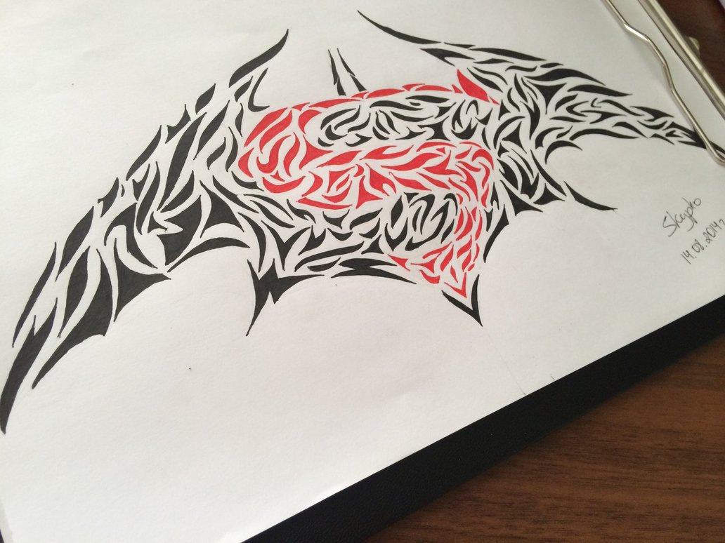 1032x774 Batman Vs. Superman Logo Tribal. By Skypho98