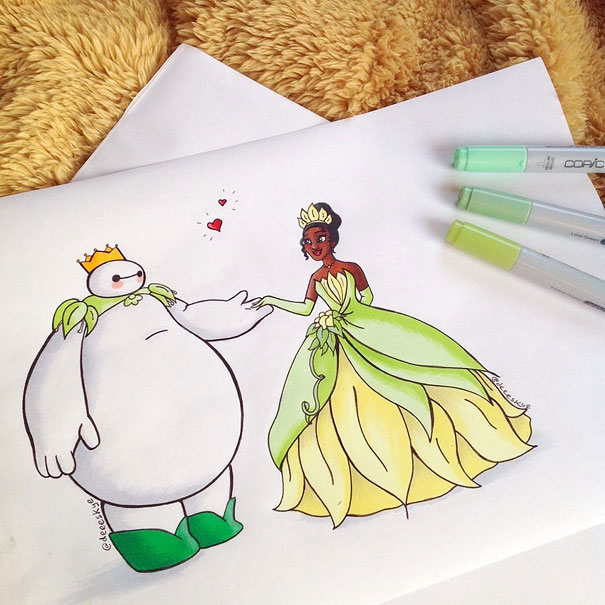 605x605 18 Year Old Illustrator Reimagines Baymax As Disney Characters