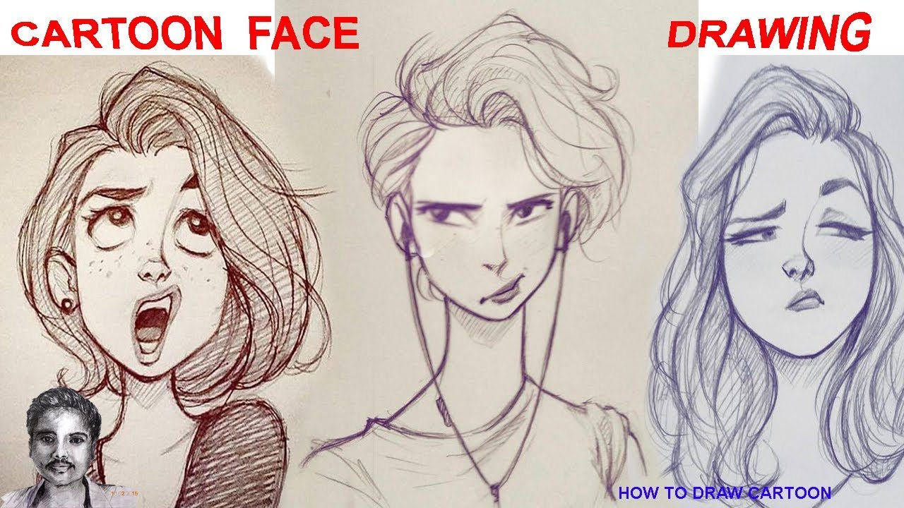 1280x720 Cartoon Face Drawing Funny Beautiful Girl