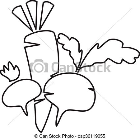450x447 Carrot,radish And Beet In Style Monoline. Vector Clipart Vector