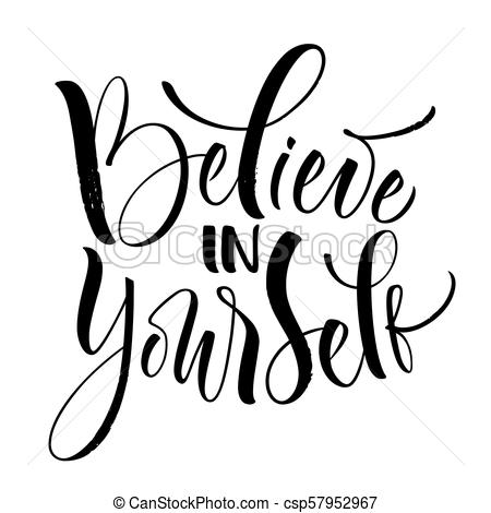 450x470 Believe In Yourself Lettering. Handwritten Modern Clip Art
