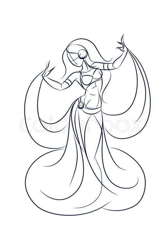 533x800 Line Ink Style Sketch Figure Gesture Drawing Of Belly Dancer