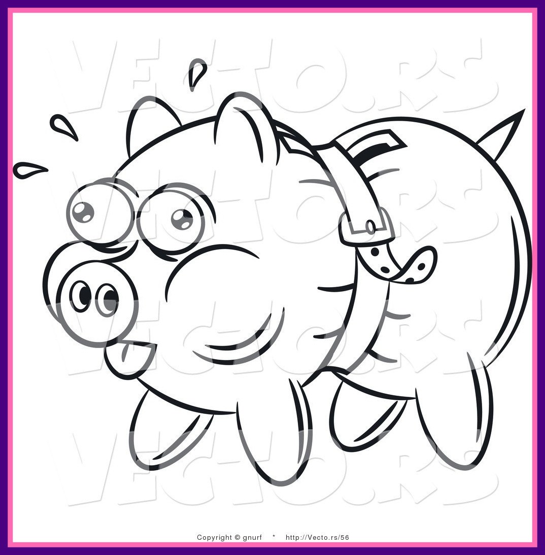 1074x1094 Stunning Vector Line Drawing Of A Piggy Bank Being Squeezed Tight