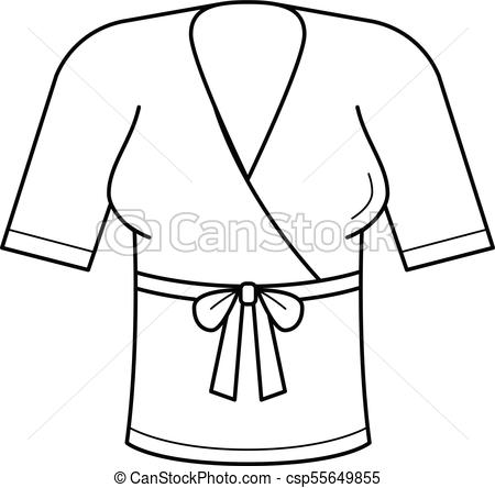 450x444 Woman Blouse Vector Line Icon. Woman Blouse With Belt Line