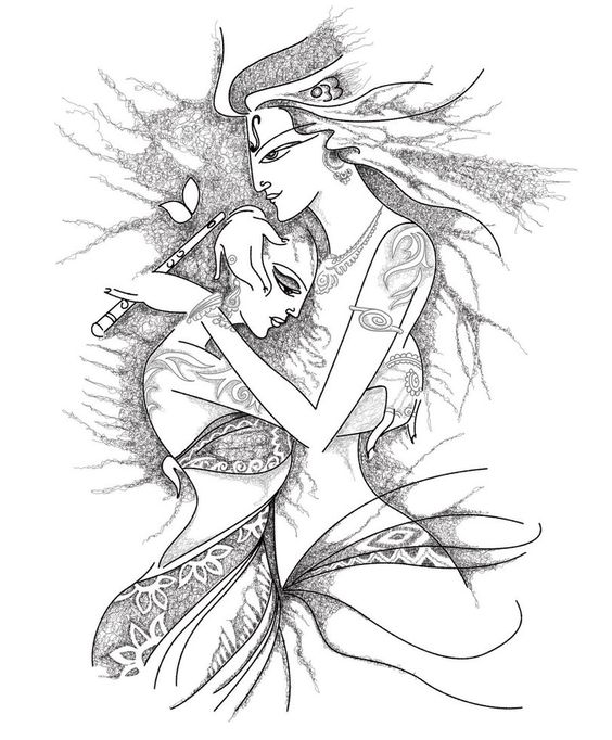 564x682 Radha And Krishna Pencil Sketches A Mythology Blog