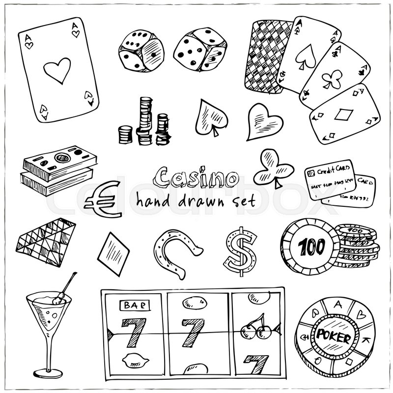 800x800 Hand Drawn Doodle Set Of Casino Icons. Vector Illustration