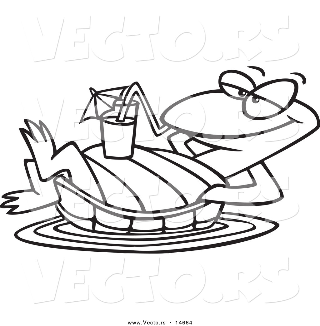 1024x1044 Vector Of A Cartoon Relaxed Turtle Floating With A Beverage On His