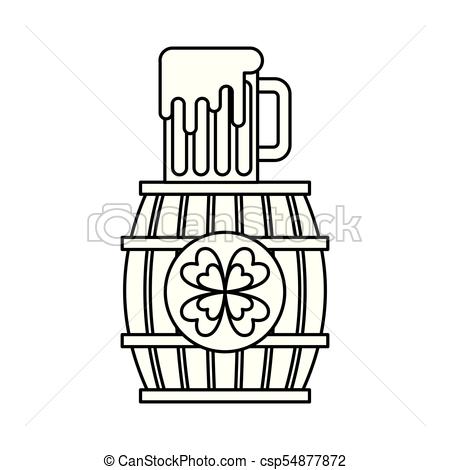 450x470 Wooden Barrel Clover With Beer Glass Beverage Vector Vectors