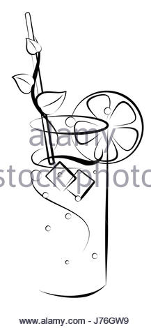 217x470 Drawing Glass Drink Beverage Liqueur Ice Foam Vector Illustration