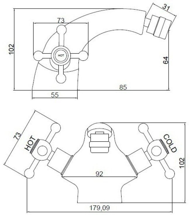 650x735 Park Lane Oxford Bidet Mixer Tap