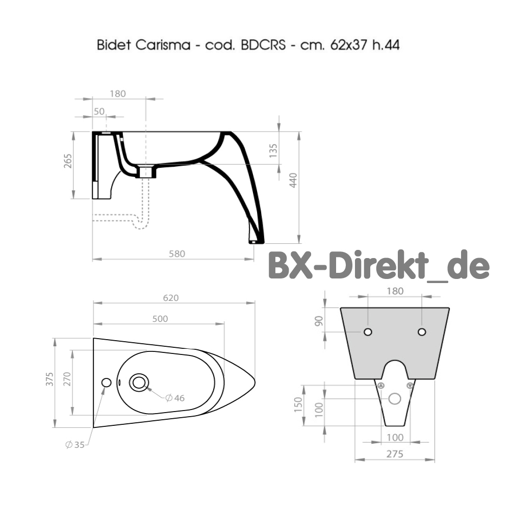 1000x1000 White Carisma Bidet, Floor Standing, Italian Design By Meridiana