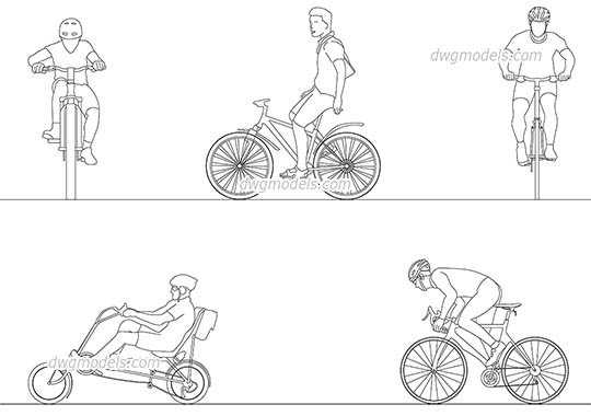 540x380 People Ride A Bicycle Cad Blocks, Autocad Models Download