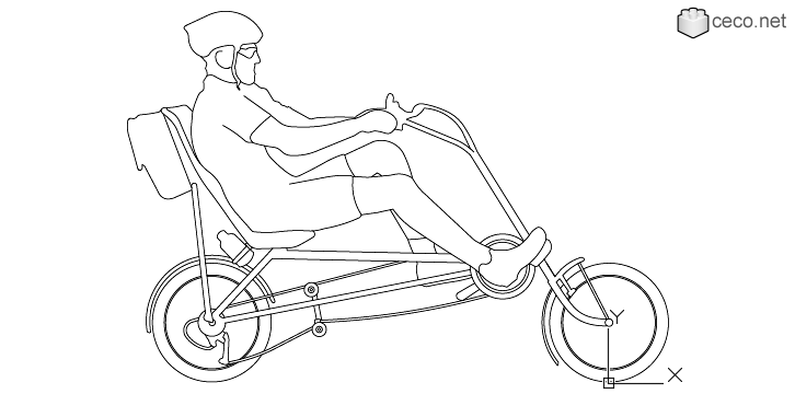 726x360 Autocad Drawing Recumbent Bicycle For Adults Men Dwg