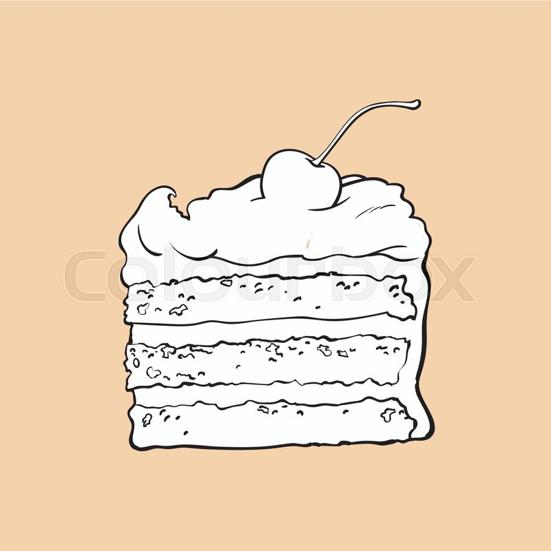 800x800 Black And White Hand Drawn Piece Of Classic Layered Cake