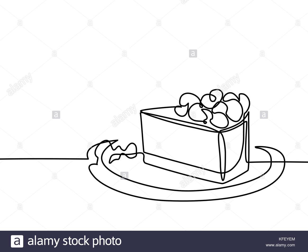 1300x1065 Continuous Line Drawing Of Piece Cake. Vector Illustration Black