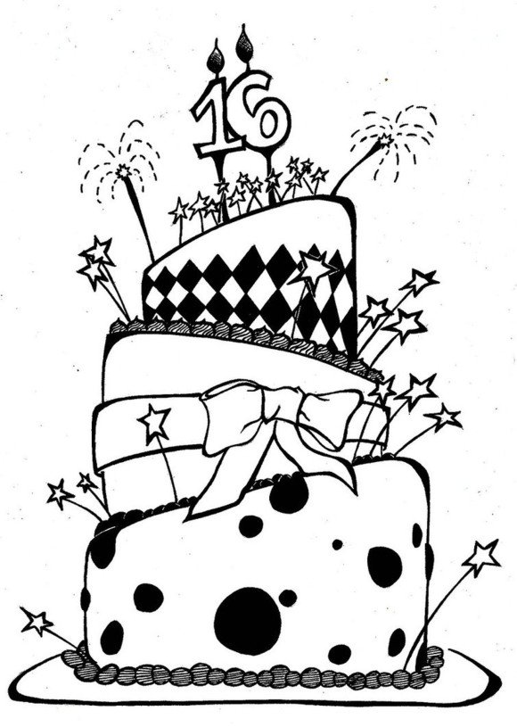 580x815 Birthday Cake Clipart Black And White No Candles Fresh Happy