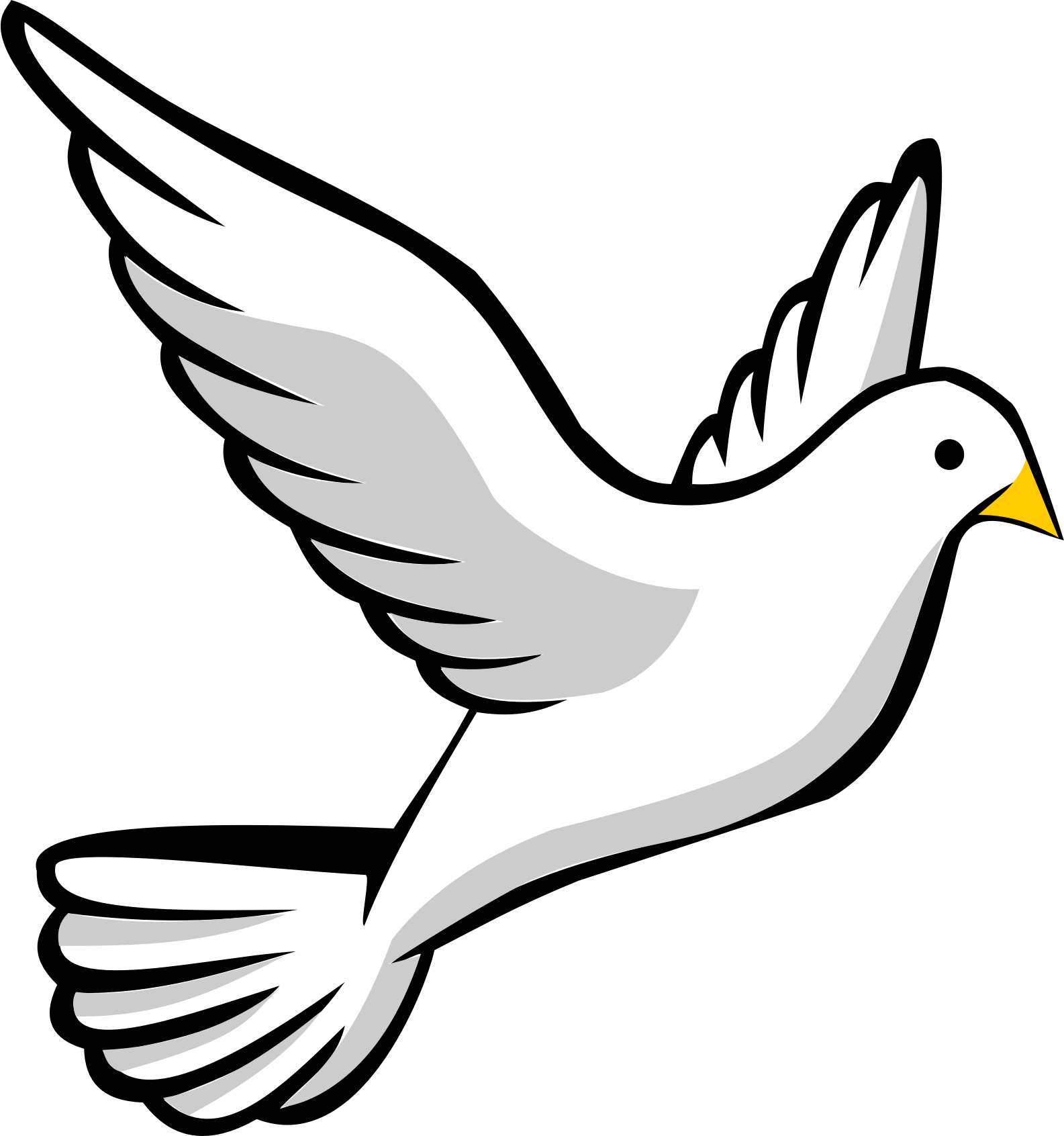 1585x1692 White Dove Clipart Easy