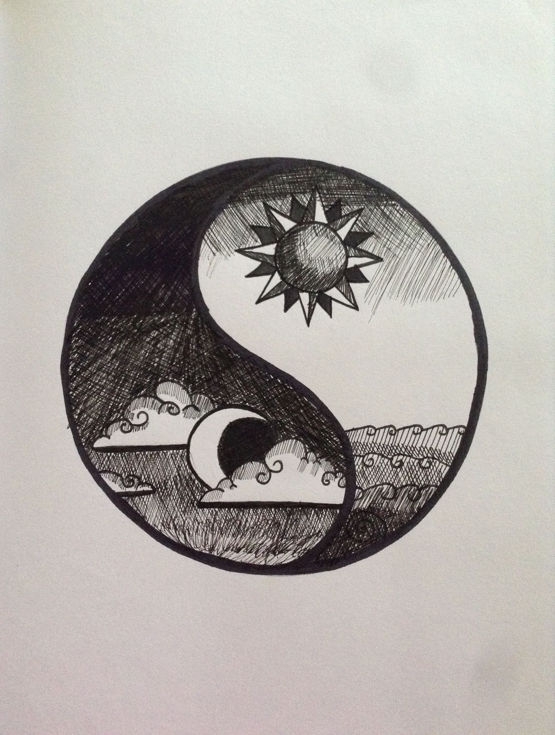 1936x2563 October 2013 Pen Drawing Yin Yang Made From Black Fineliners