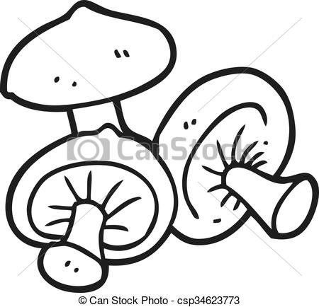 450x434 Freehand Drawn Black And White Cartoon Mushrooms.