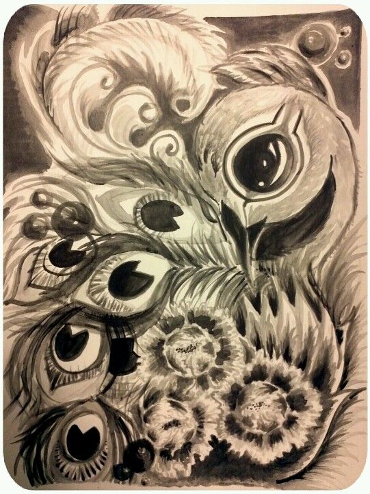 541x721 Black And White Peacock W Chrysanthemums Painted This In Acrylics