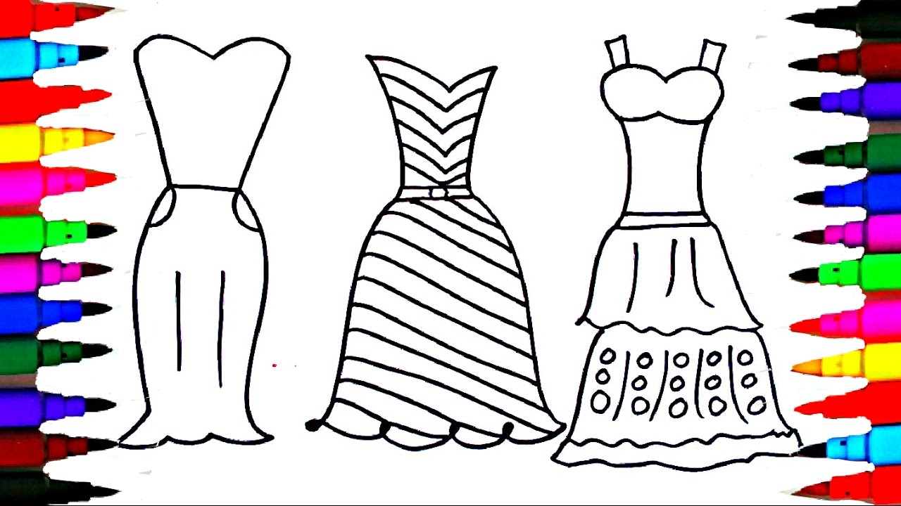 1280x720 Coloring Pages Dresses For Girls L Polkadots Drawing Pages