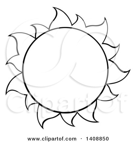 450x470 Clipart Of A Black And White Lineart Summer Time Sun
