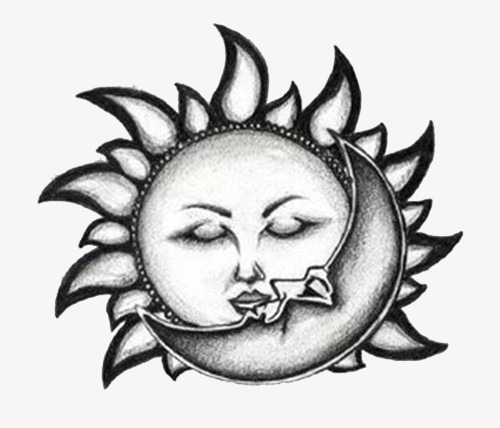 500x428 Black And White Sun And Moon, Tattoo, Black And White, Creative