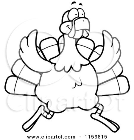 450x470 Cartoon Clipart Of A Black And White Turkey Bird On The Run Vector